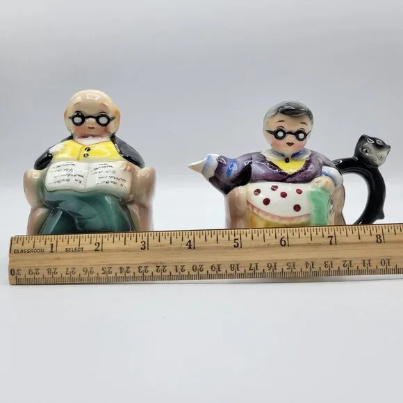 Vintage Hand Painted Japan Grandparents Creamer & Sugar Bowl Set - Picture 15 of 15